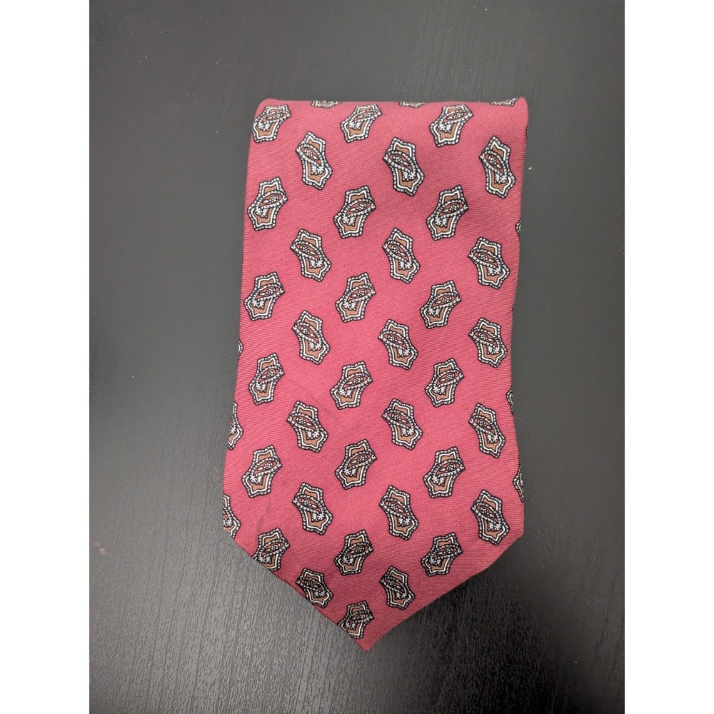 Vintage Paolo Rossi Designer Collection Tie Necktie Red Silk USA 58"